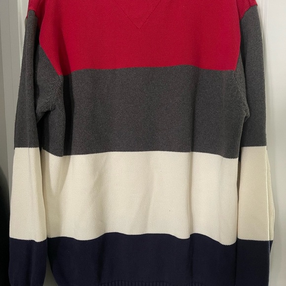 Tommy Hilfiger Y2K Men’s M Colorblock Vintage Sweater Red White Navy Oversized - Picture 3 of 9
